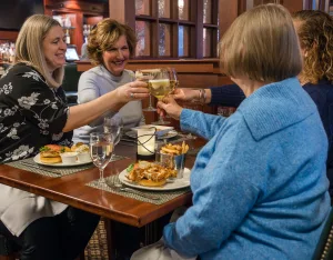 A group of women enjoying dinner