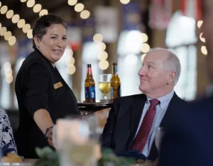 A server and patron