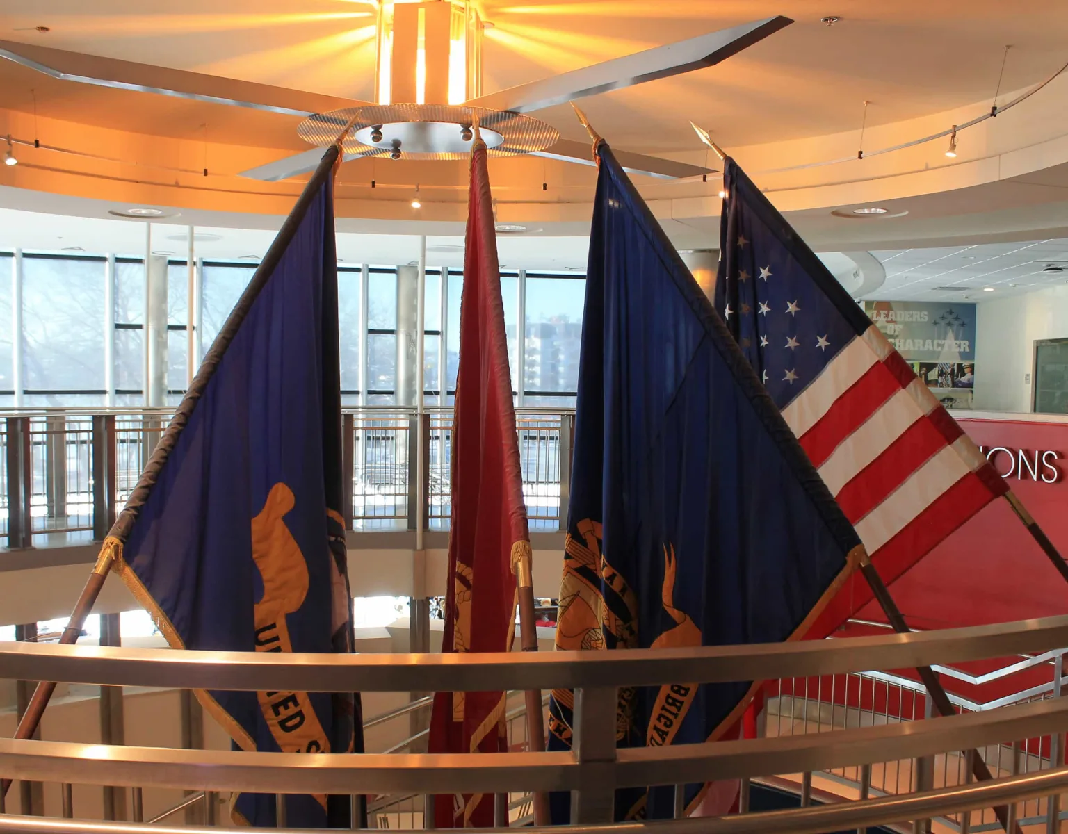 Flags inside the Naval Academy Visitor Center