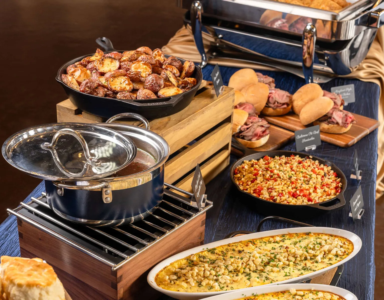 Side dishes on a serving table