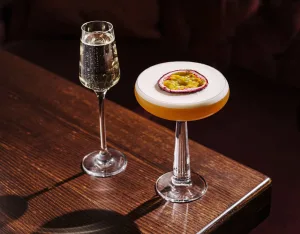 Cocktails sitting on a table