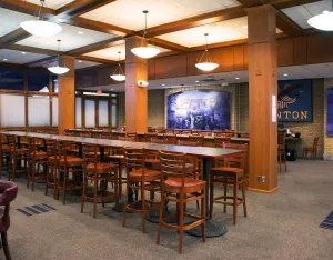 Tables and stools at the Midshipmen Activity Center