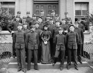 Black and white photograph of Naval Academy Club members