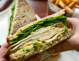 A closeup of a sandwich