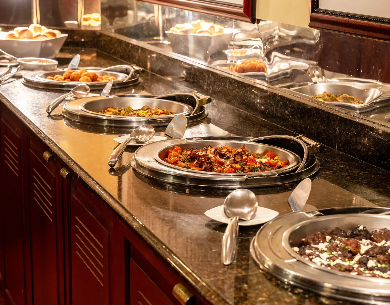 Various items at a buffet