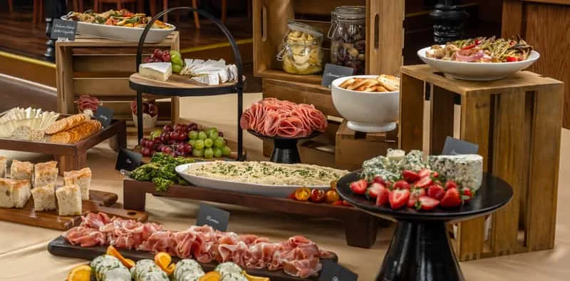 A display of various hors d'oeuvres