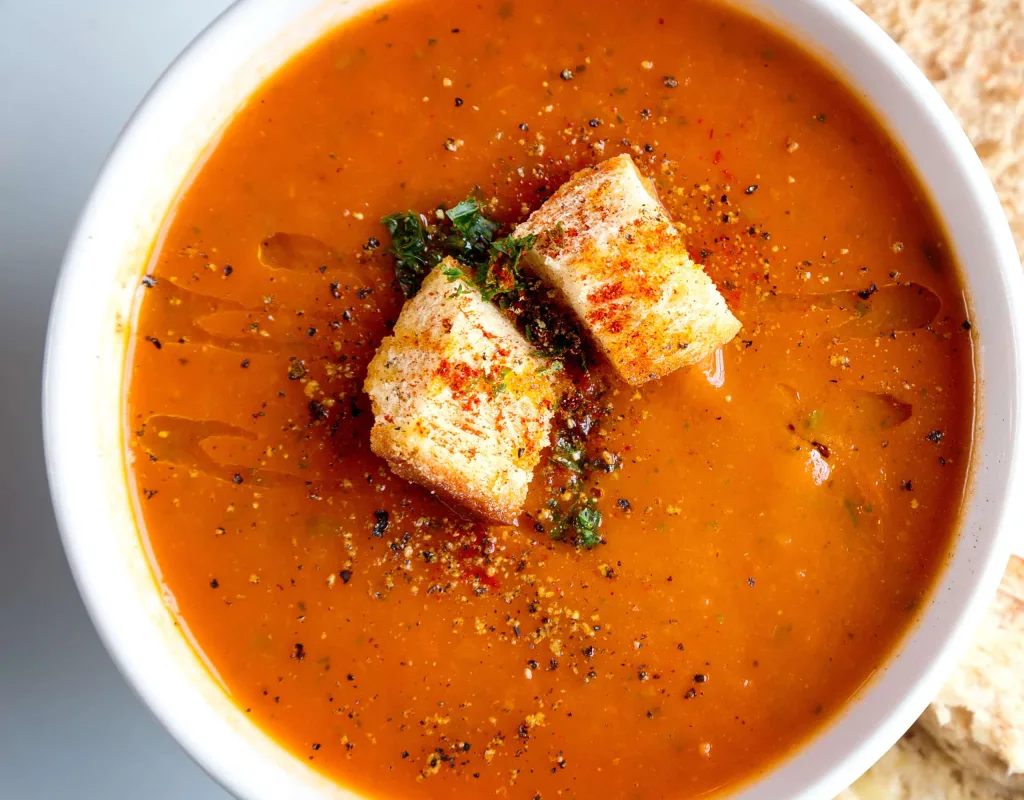 A bowl of tomato soup