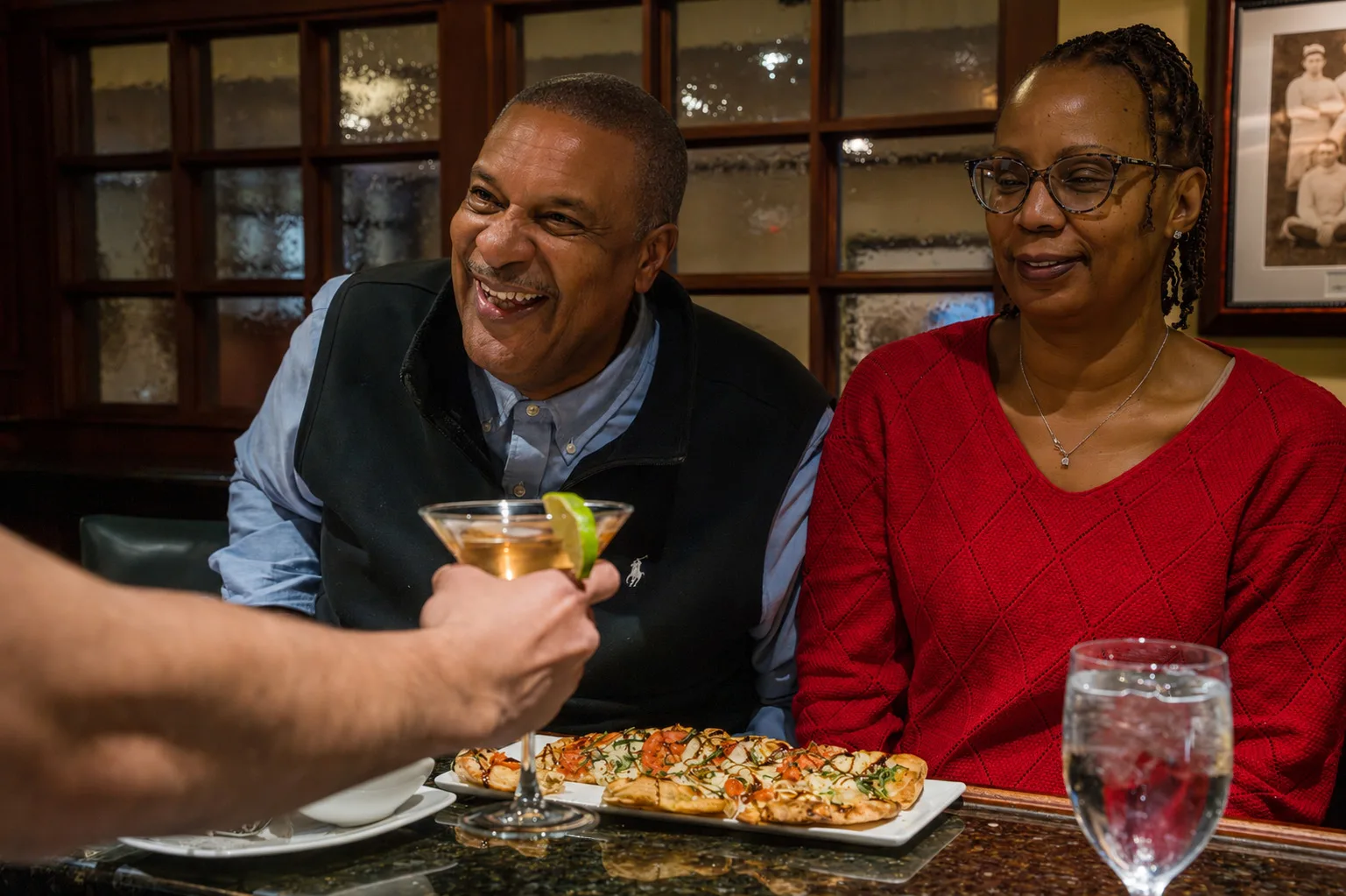 A couple enjoying dinner